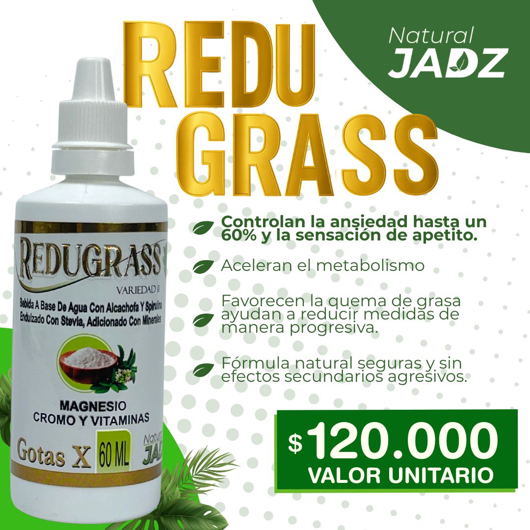 Gotas Redugrass 60 ml Natural JADZ para controlar la ansiedad por comer